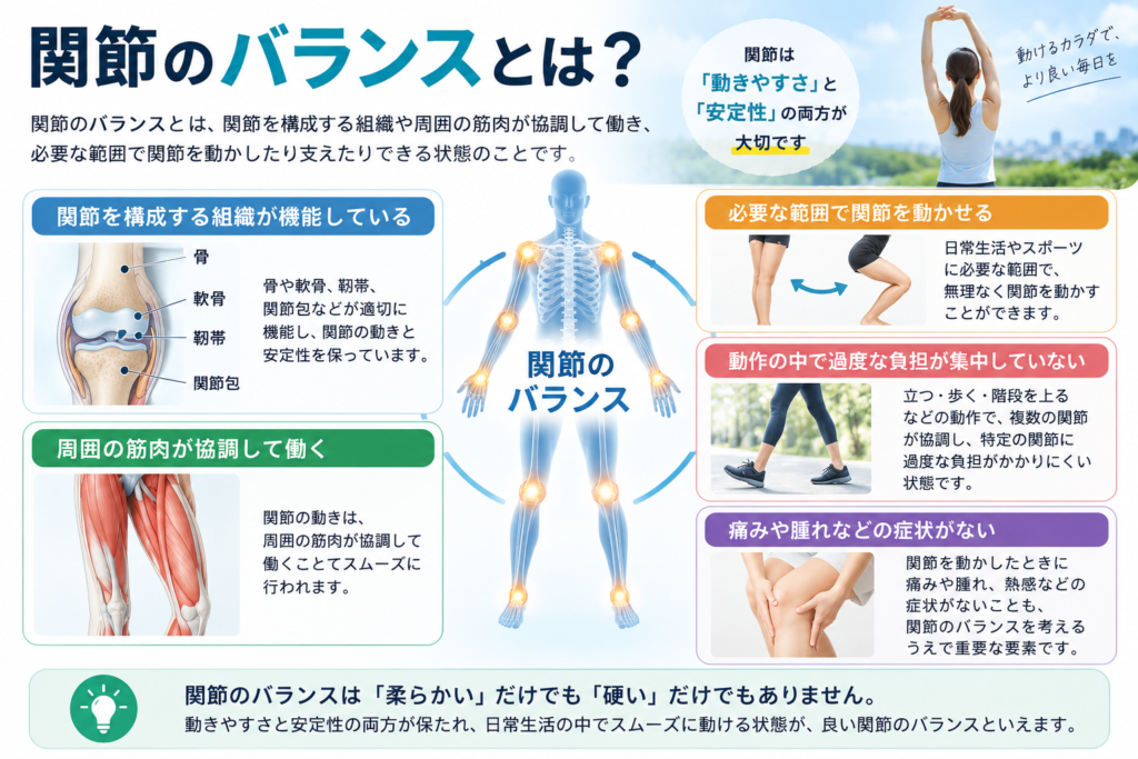 関節のバランスについて機能をまとめている。