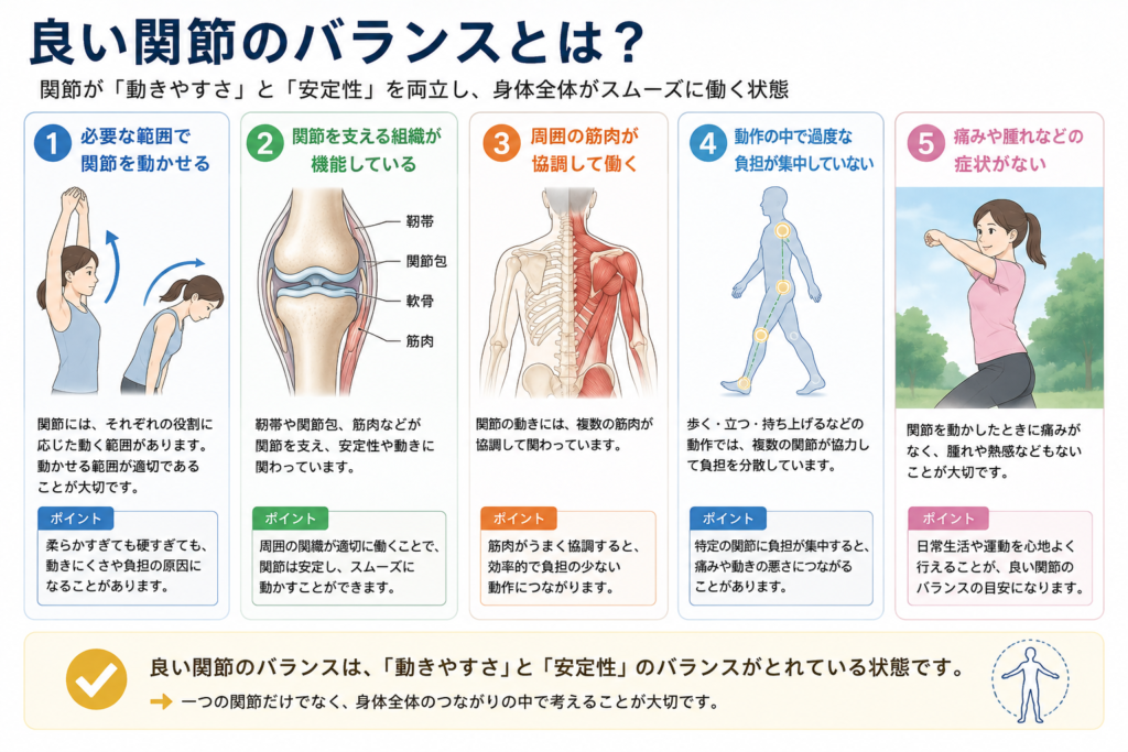良い関節のバランスのポイントをまとめている