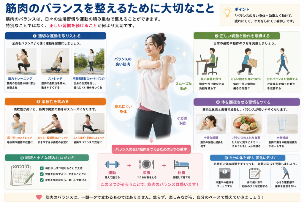 筋肉のバランスを整えるために大切なことのまとめ