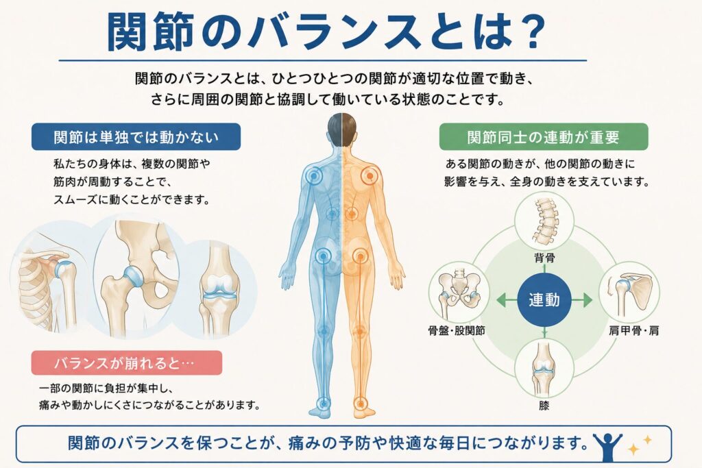 関節のバランスについて説明している画像
