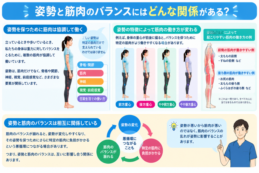 姿勢と筋肉のバランスの関係性についてまとめている