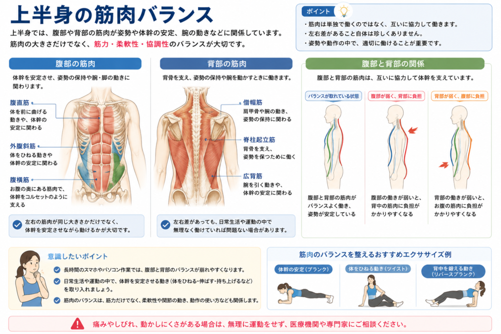 上半身の筋肉バランスについてまとめている