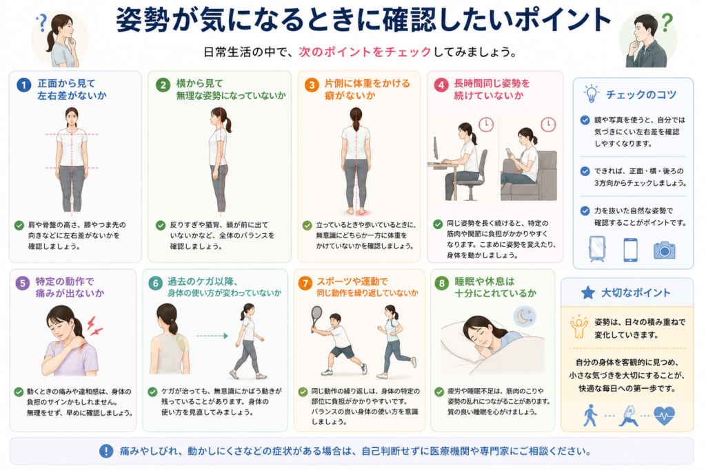 姿勢が気になるときに確認したいポイントのチェックリスト