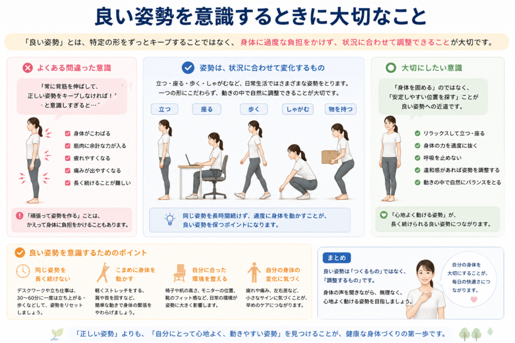 良い姿勢を意識するときに大切なことのまとめ