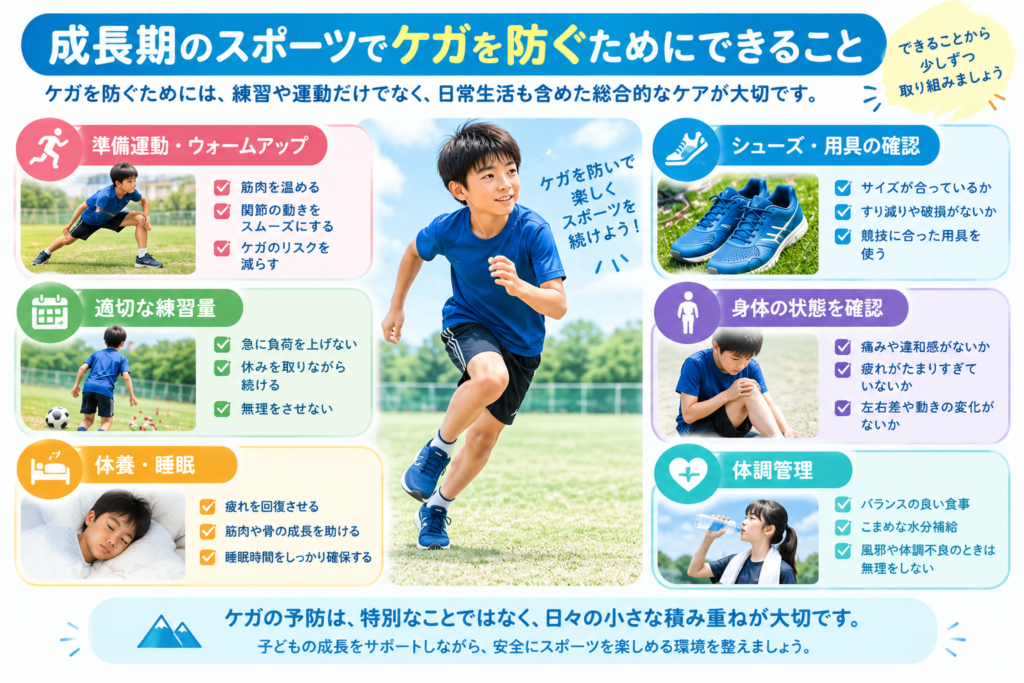 練習・休養・ウォームアップ・靴・体調確認