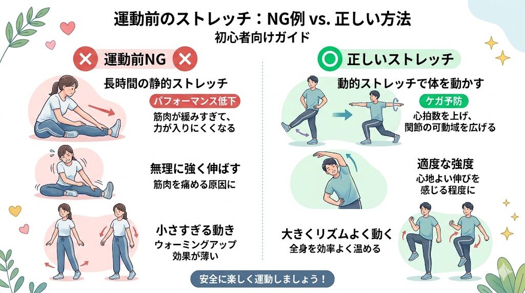 動的ストレッチのNG例