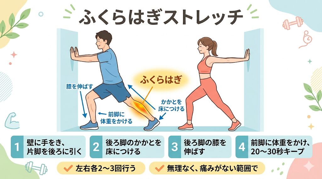 ふくらはぎの静的ストレッチ
