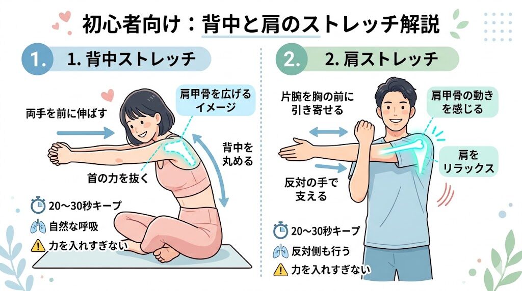 背中の静的ストレッチ