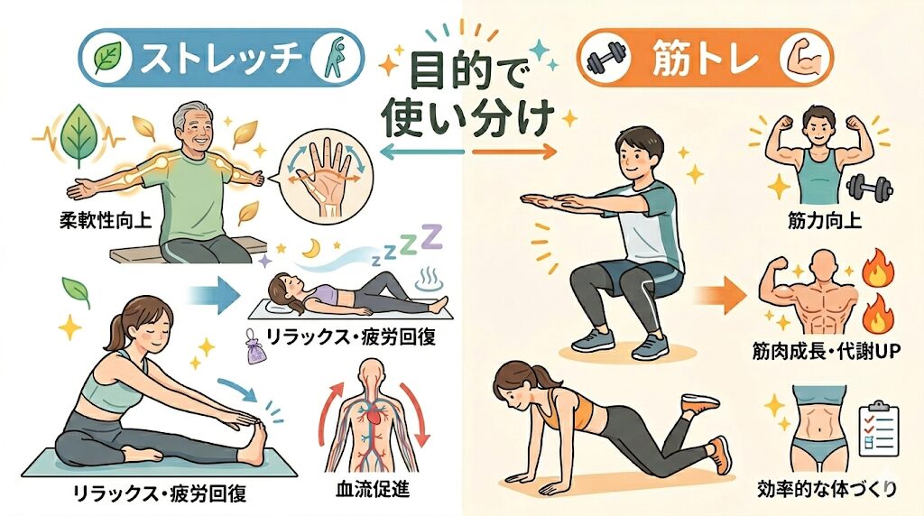 ストレッチと筋トレの目的違い