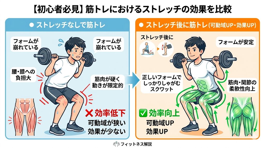筋トレ前後にストレッチをすると効率性UP