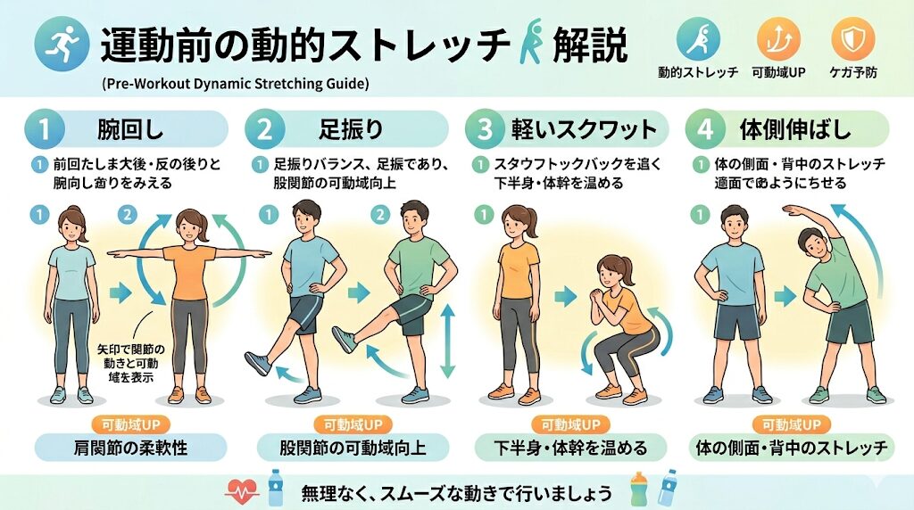運動前のストレッチ解説