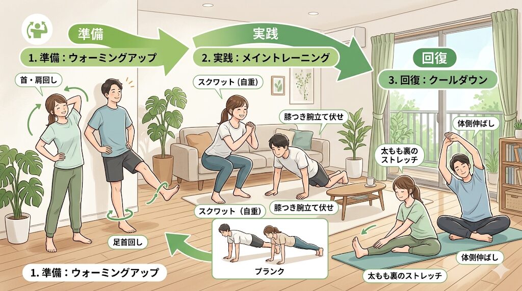 「これだけでOK！初心者の筋トレ3ステップ」