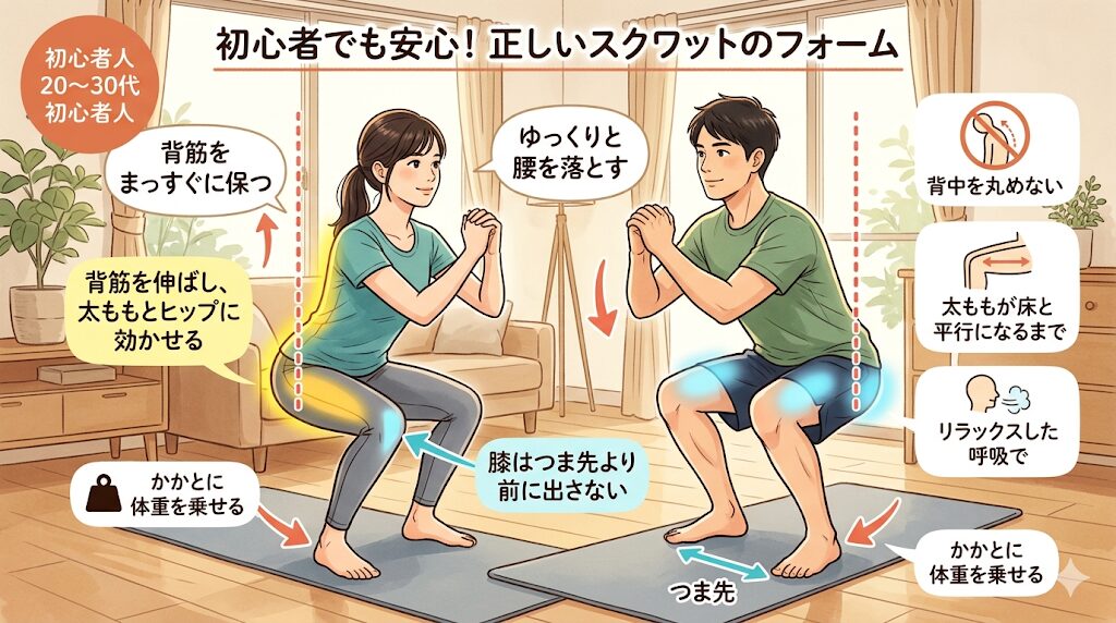 「基本のスクワット！正しいフォームで下半身強化」