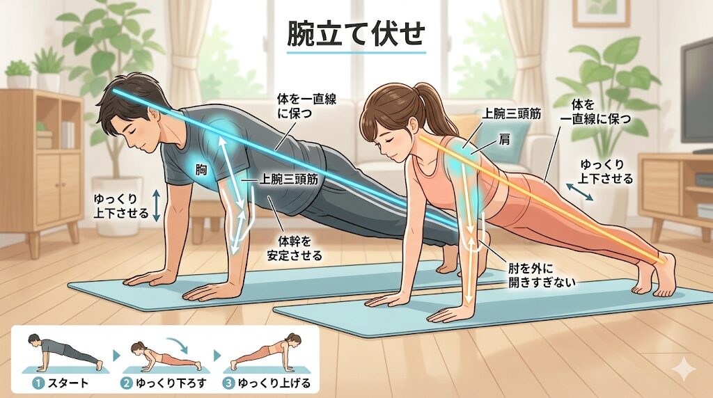 「正しい腕立て伏せで上半身を効率強化！」