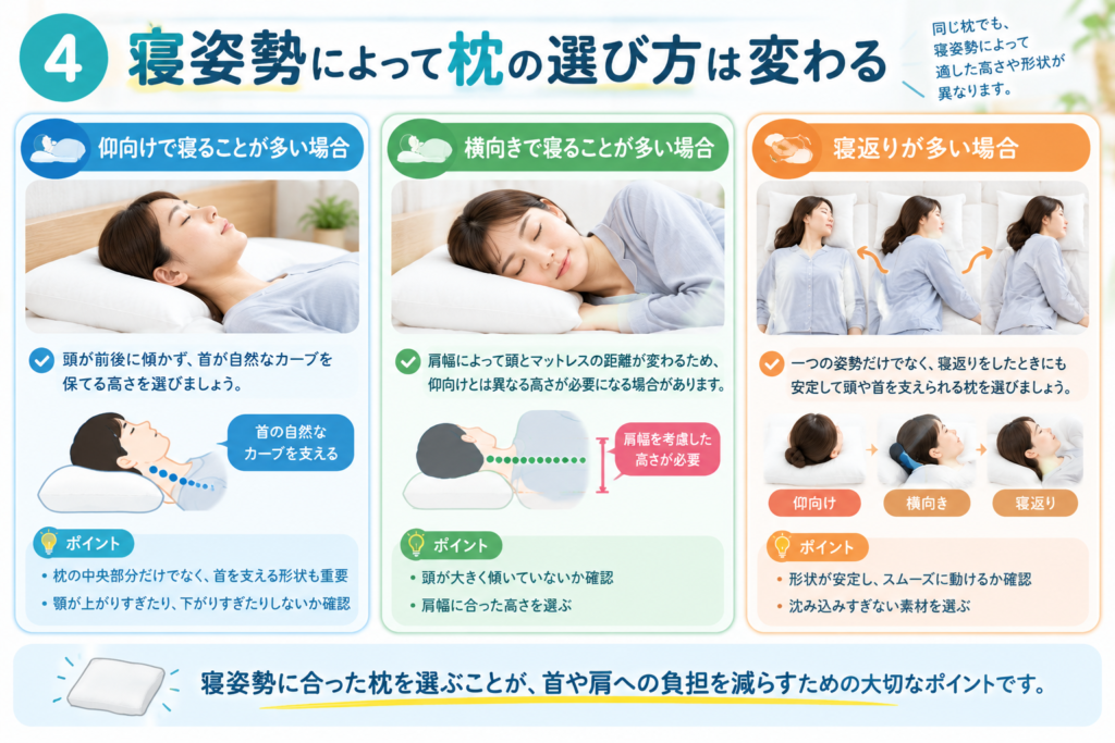 「仰向け・横向き・寝返りで見る枕の選び方」