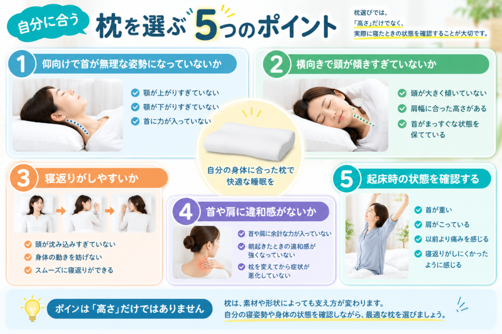 「枕選びの5つのチェックポイント」