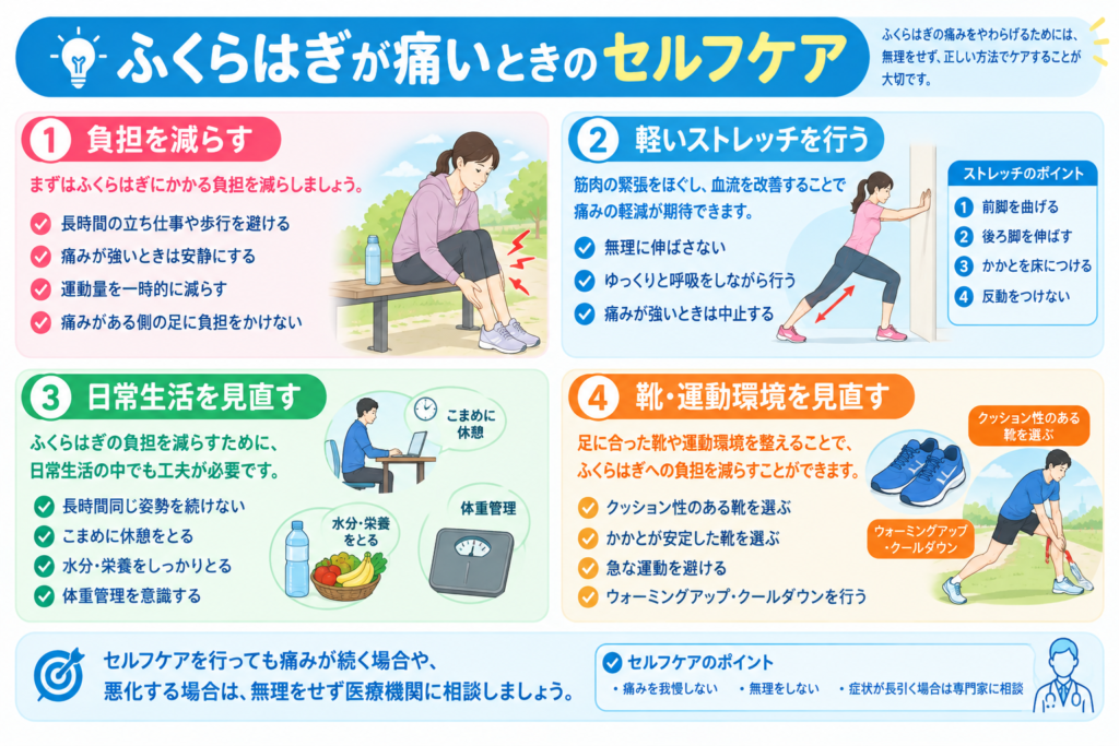 ふくらはぎが痛い時のセルフケア方法のまとめ