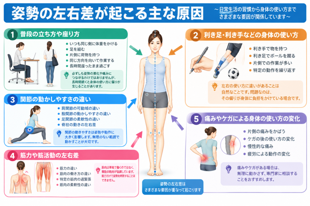 姿勢の左右差につながる5つの要因