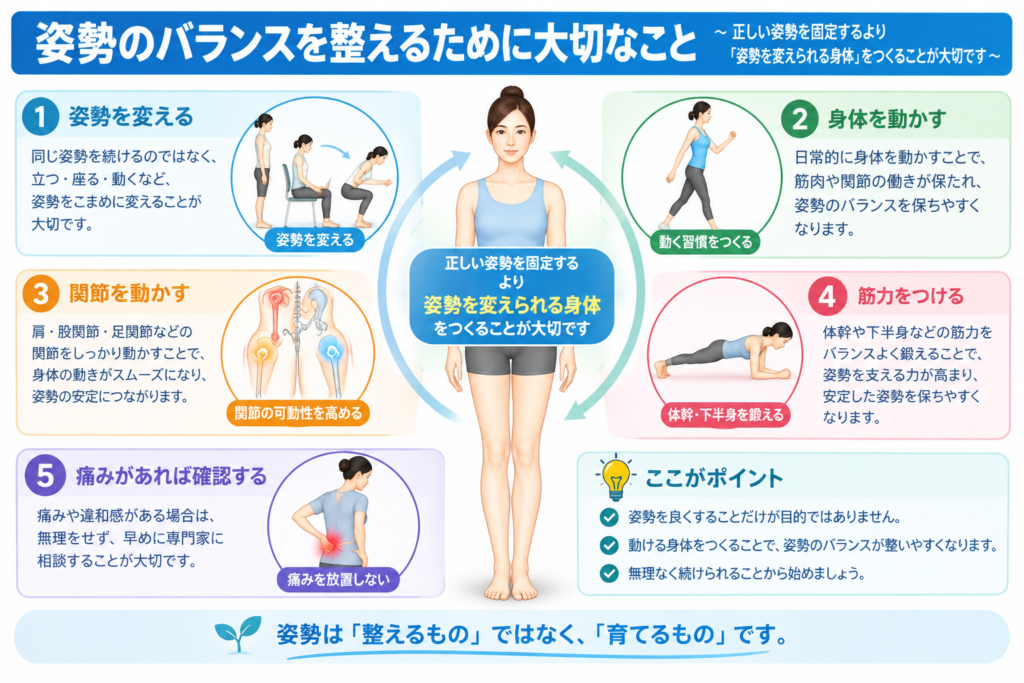 姿勢を固定するのではなく、動ける身体を作る