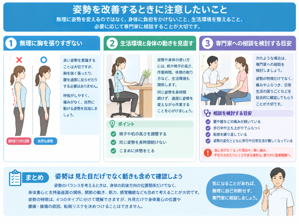 姿勢を改善するときに注意したいこと