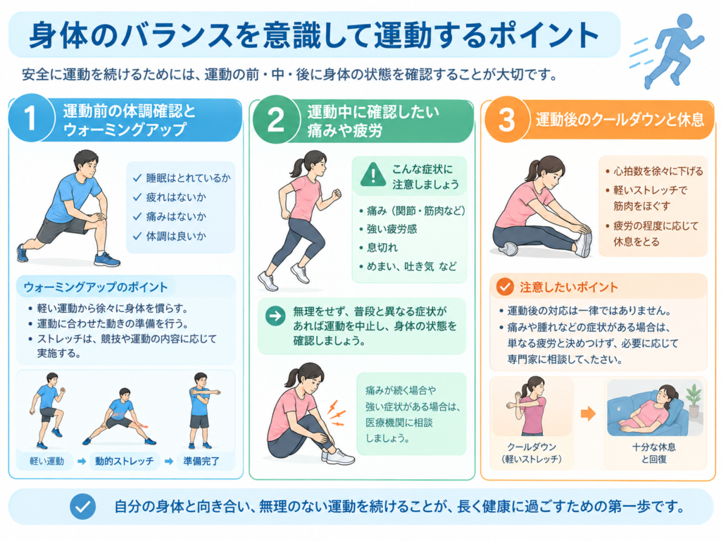 身体のバランスを意識して運動するポイント