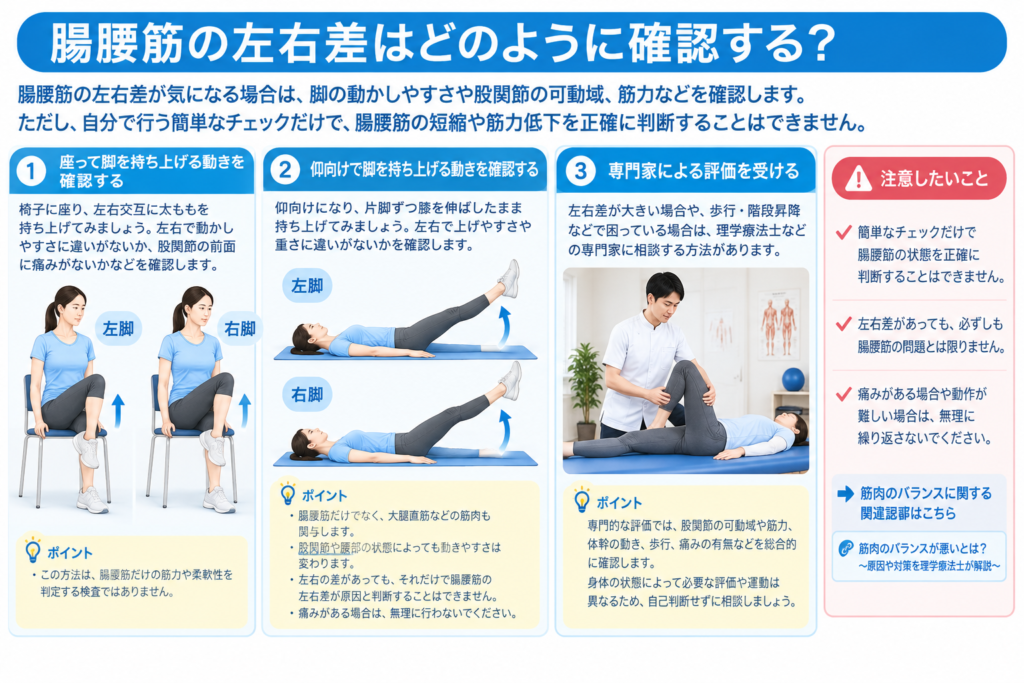 腸腰筋の左右差はどのように確認する？