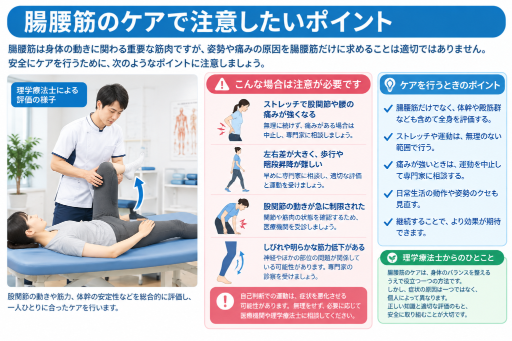 腸腰筋のケアで注意したいポイント